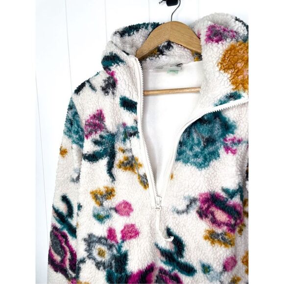 ANTHROPOLOGIE Saturday Sunday Rosemarie Hooded Sherpa Jacket Teddy Sweater Flora - Picture 6 of 12